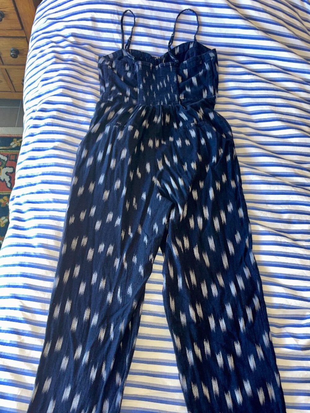 Elevenses by Anthropologie 100% Cotton Indigo Jumpsuit Size 8